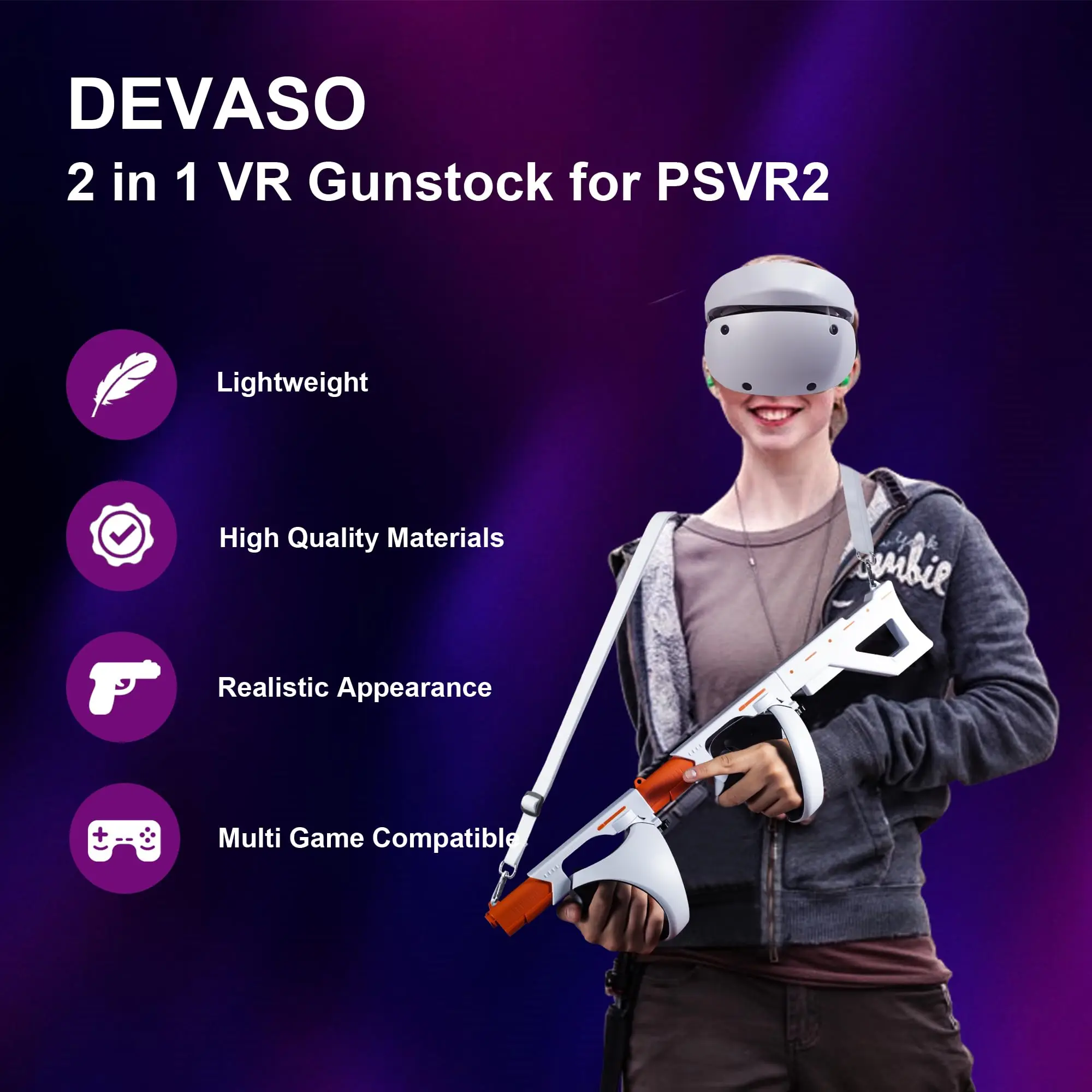 Gun Stock for PSVR2, 3-in-1 Changing VR Handle Accessories for Playstation VR2 - Image 3