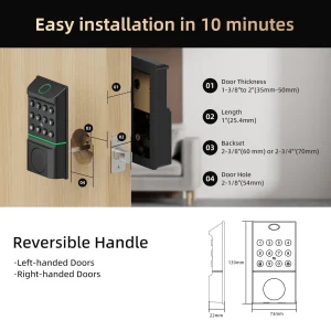 Smart Lock Keyless Entry Door Lock Fingerprint - Thumbnail Image 3