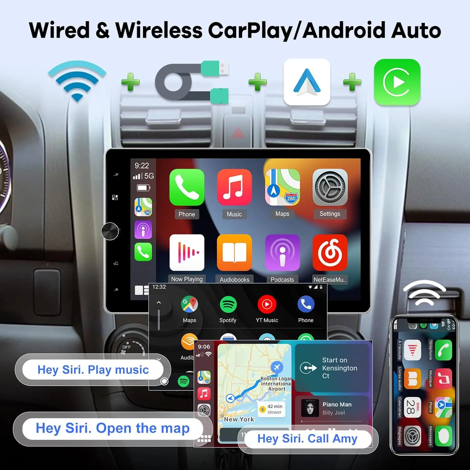 10inch Android 15 2+32G Wireless Carplay Double Din Backup Camera Split Screen - Image 5