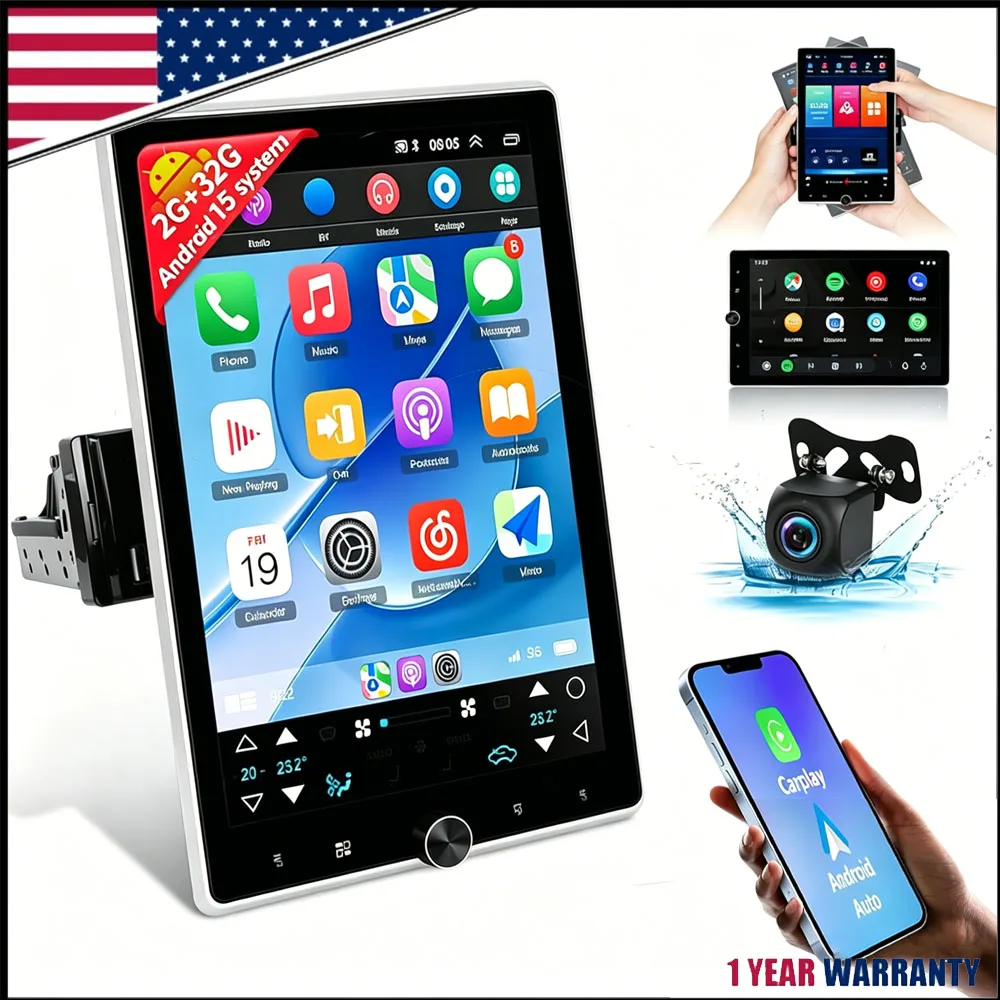 10inch Android 15 2+32G Wireless Carplay Double Din Backup Camera Split Screen - Image 1