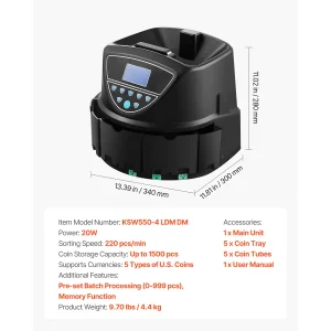 Coin Sorter Coin Counter Machine for 5 Kinds of USD Coins - Thumbnail Image 6