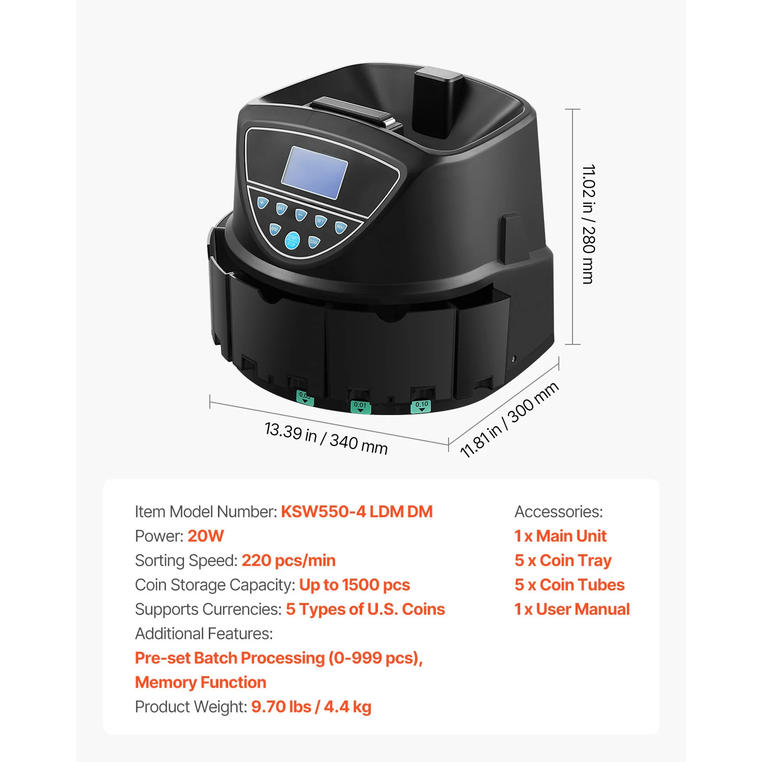 Coin Sorter Coin Counter Machine for 5 Kinds of USD Coins - Image 6