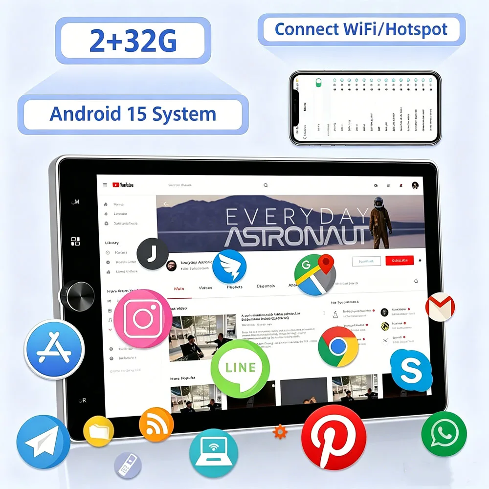 10inch Android 15 2+32G Wireless Carplay Double Din Backup Camera Split Screen - Image 3