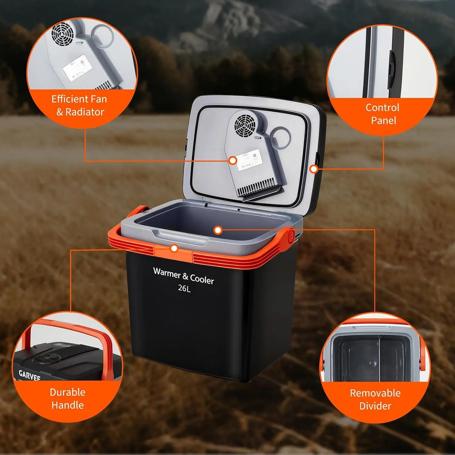 26L Portable Car Cooler & Warmer, - Image 6
