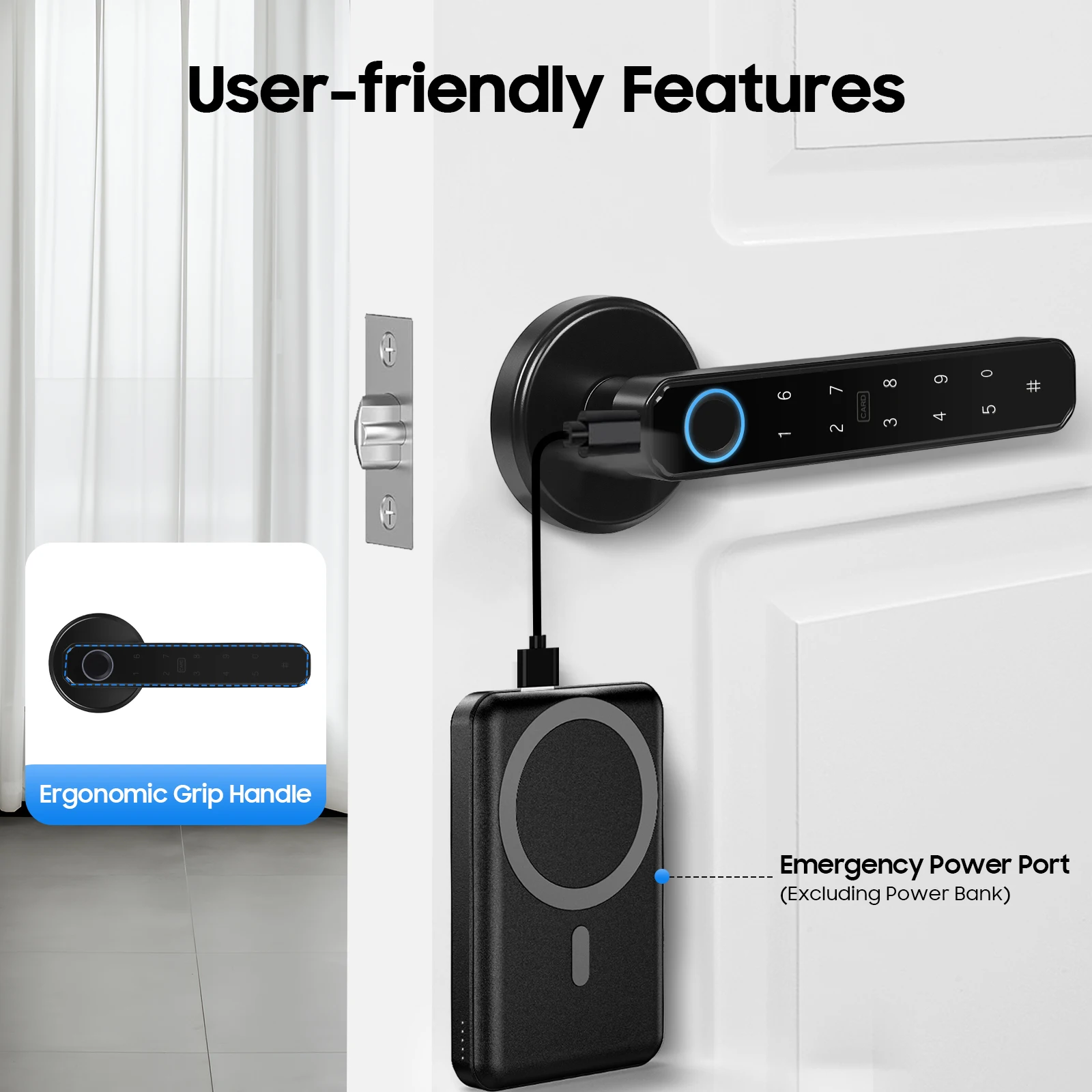 Smart Door Handle Lock Fingerprint/Password - Image 5