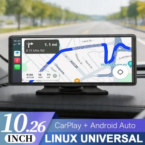 10.26" Portable Car Stereo, Wireless CarPlay & Android Auto Touch Screen GPS Navigation FM Multimedia Player