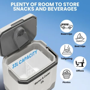 35 Quart Electric Cooler Warmer 12V Portable Car Refrigerator - Thumbnail Image 5