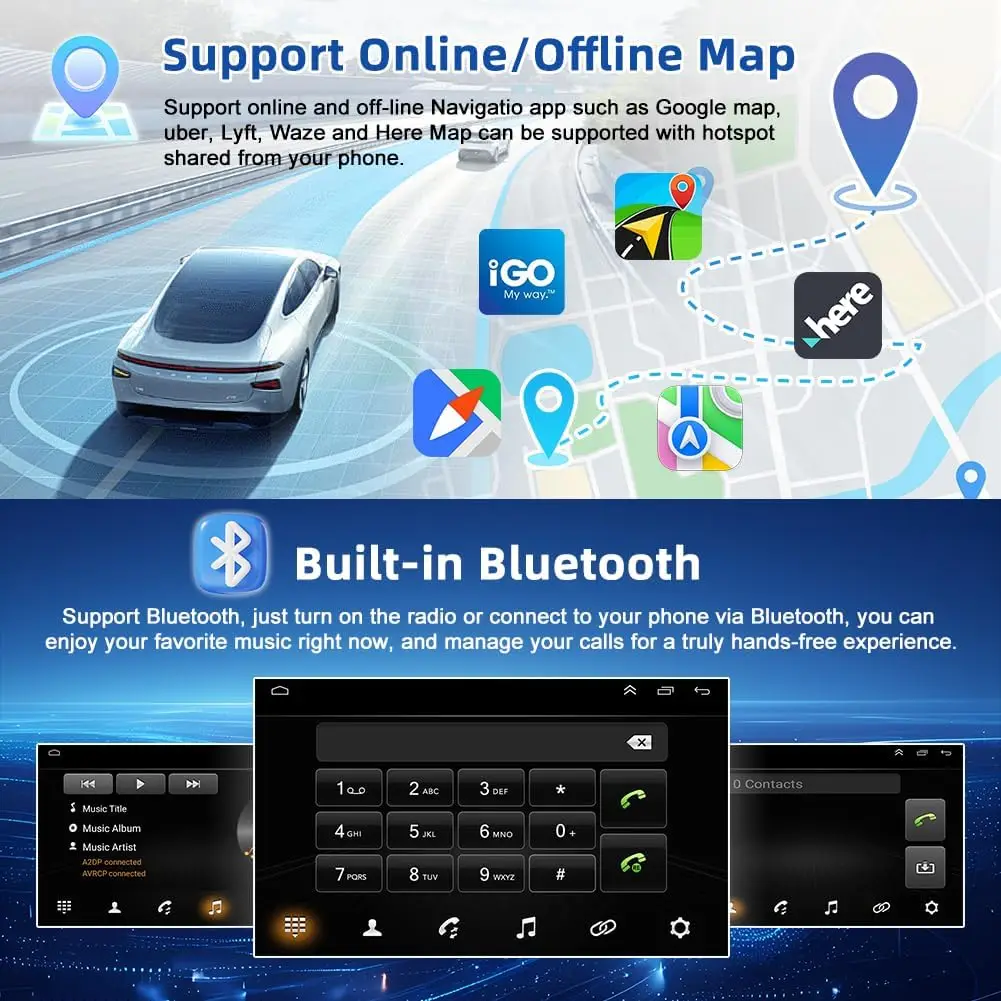 10inch Android 15 2+32G Wireless Carplay Double Din Backup Camera Split Screen - Image 8