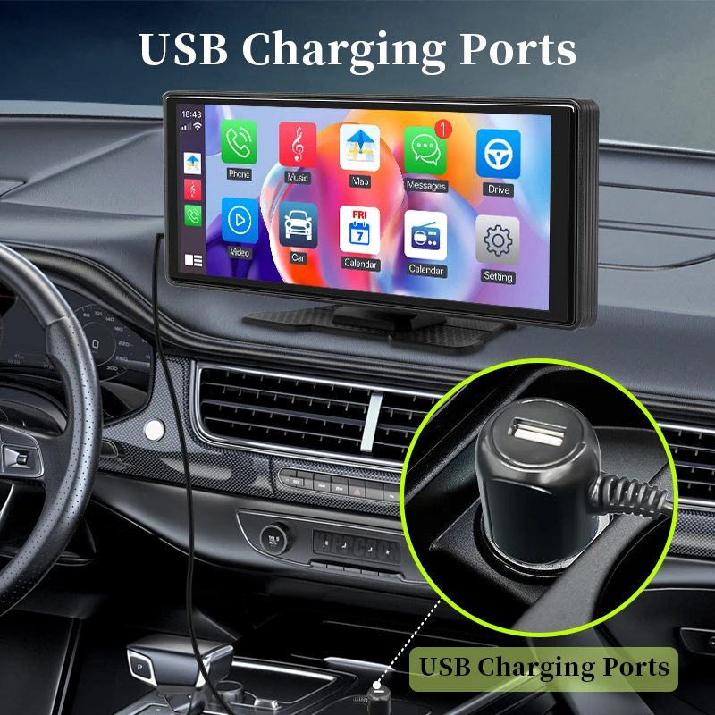 10.26" Portable Car Stereo, Wireless CarPlay & Android Auto Touch Screen GPS Navigation FM Multimedia Player - Image 7