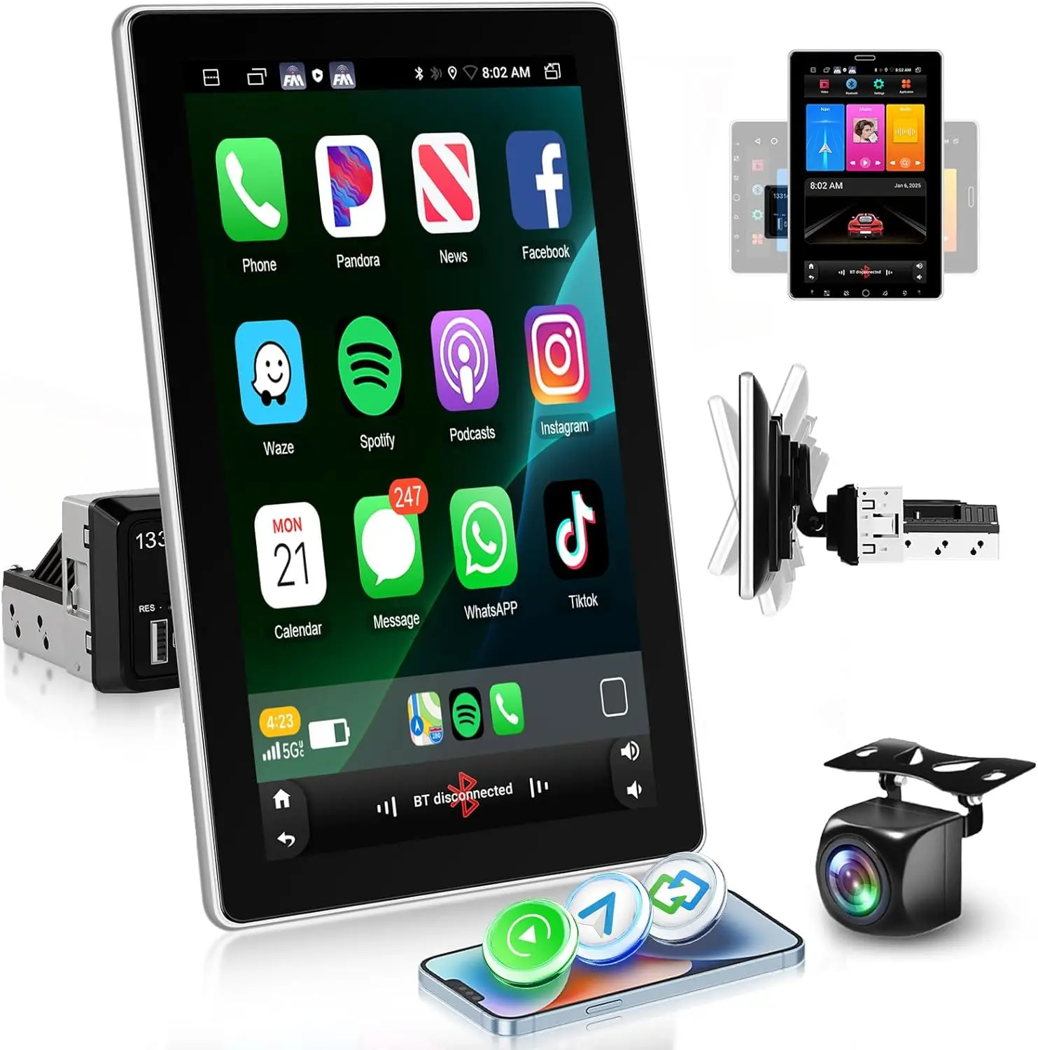 10inch Android 15 2+32G Wireless Carplay Double Din Backup Camera Split Screen - Image 9