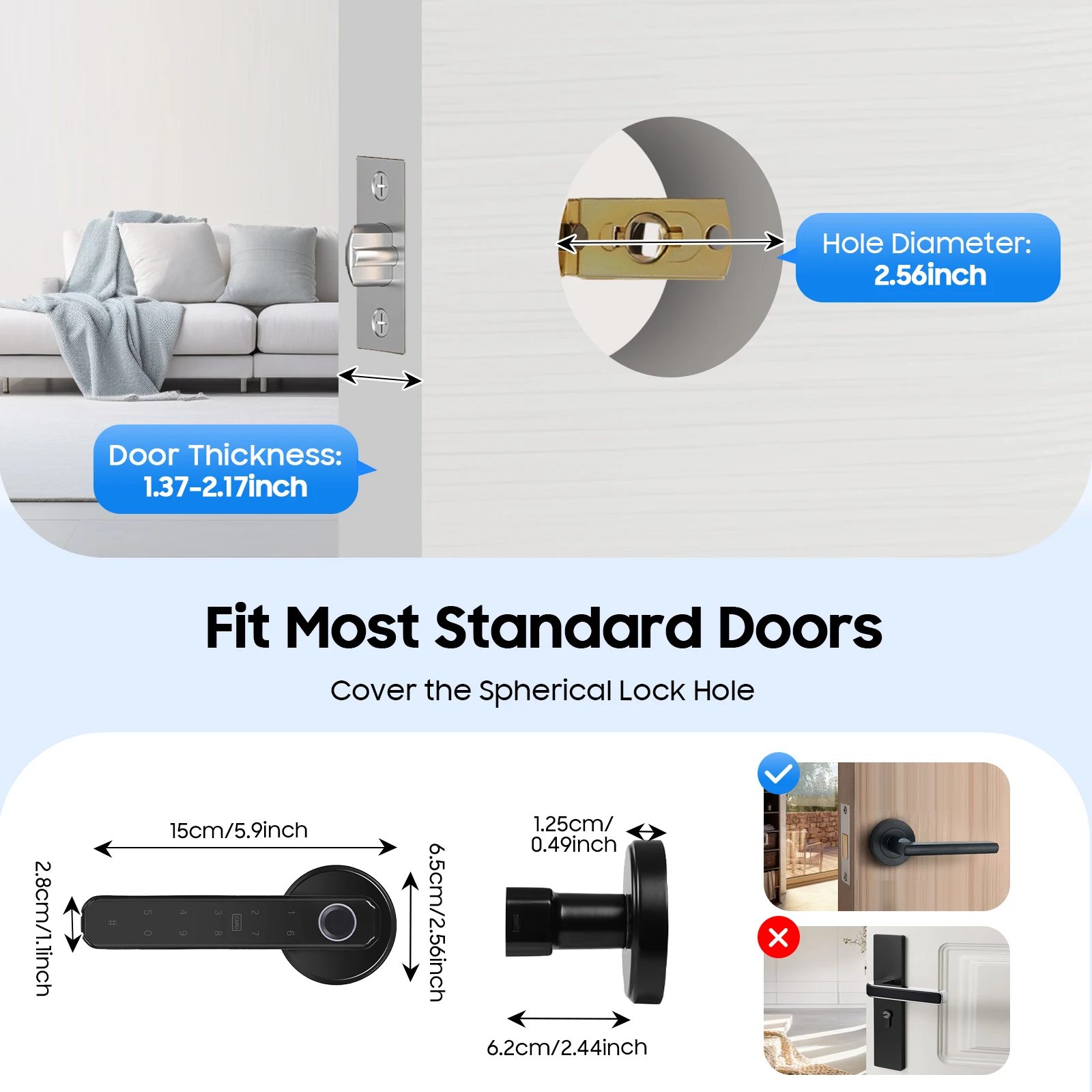 Smart Door Handle Lock Fingerprint/Password - Image 3