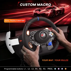 Gaming Steering Wheel 3-Pedal and gear lever Set - Thumbnail Image 5