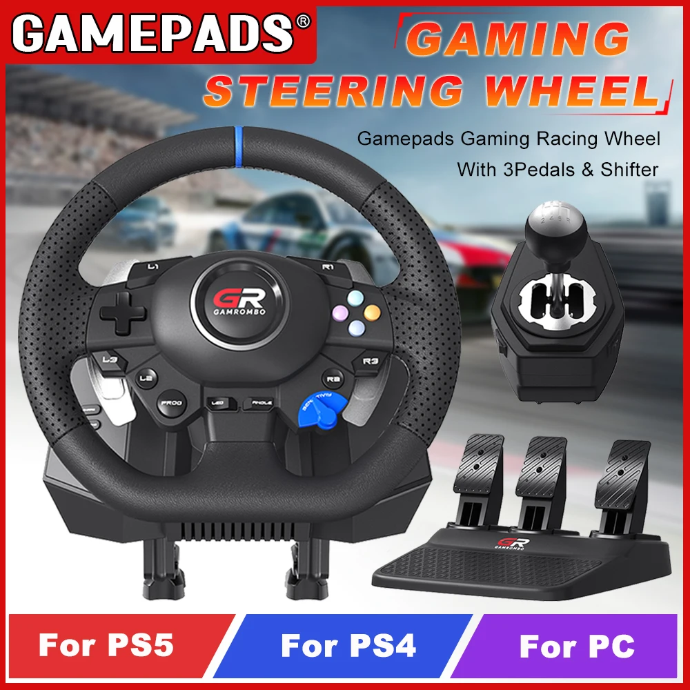 Gaming Steering Wheel 3-Pedal and gear lever Set - Image 1