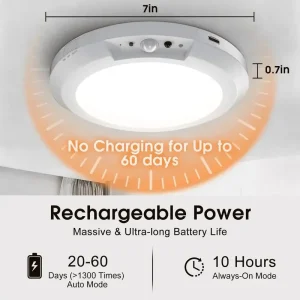 4/2Pack Rechargeable Sensor Ceiling Light with Remote Control, - Thumbnail Image 2
