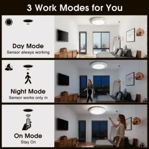 4/2Pack Rechargeable Sensor Ceiling Light with Remote Control, - Thumbnail Image 4