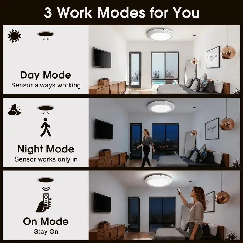 4/2Pack Rechargeable Sensor Ceiling Light with Remote Control, - Image 4