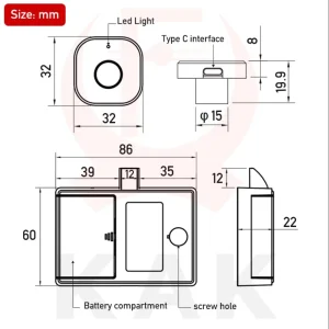 Biometric Fingerprint Lock Black Keyless Cabinet Lock Smart Drawer Locks - Thumbnail Image 6