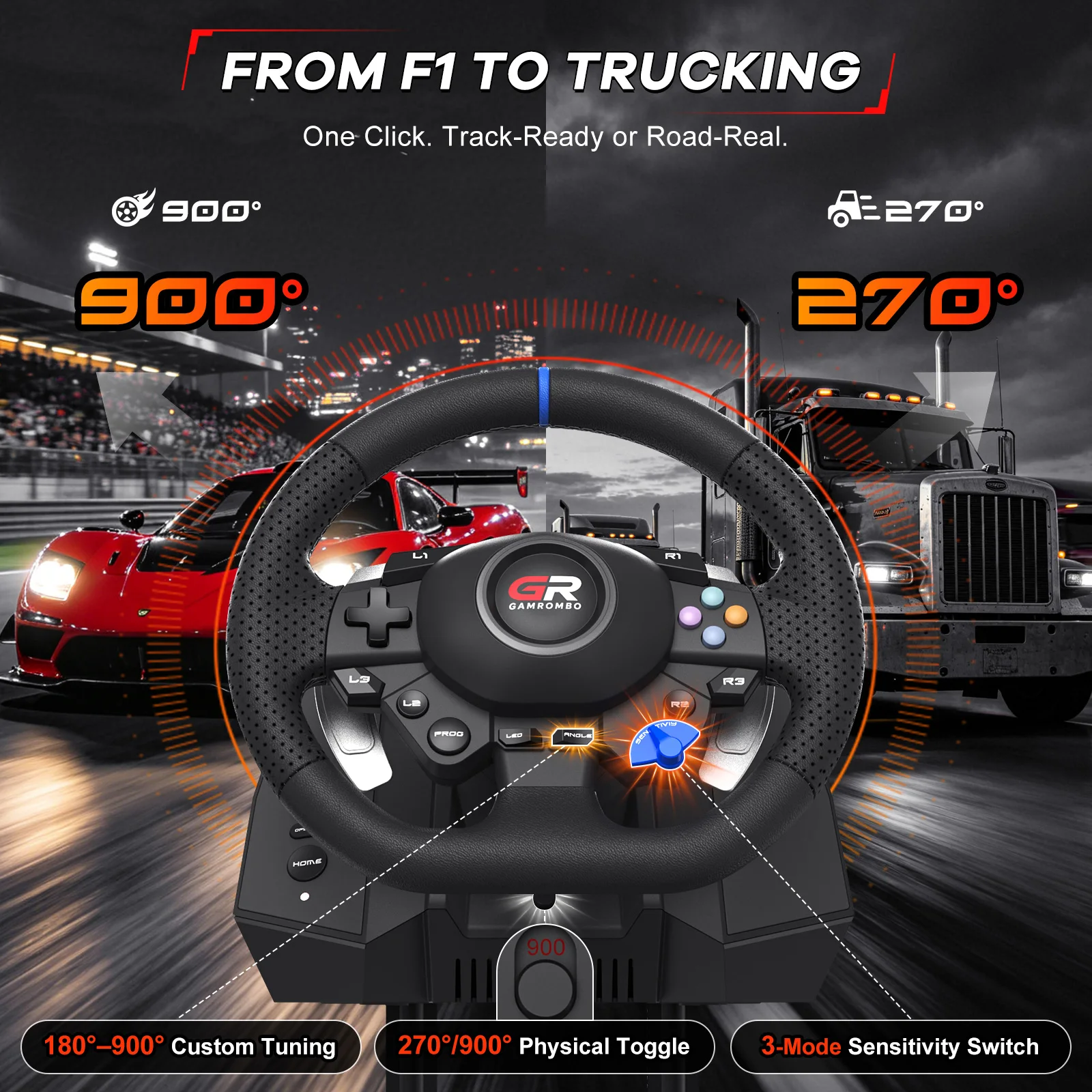 Gaming Steering Wheel 3-Pedal and gear lever Set - Image 4
