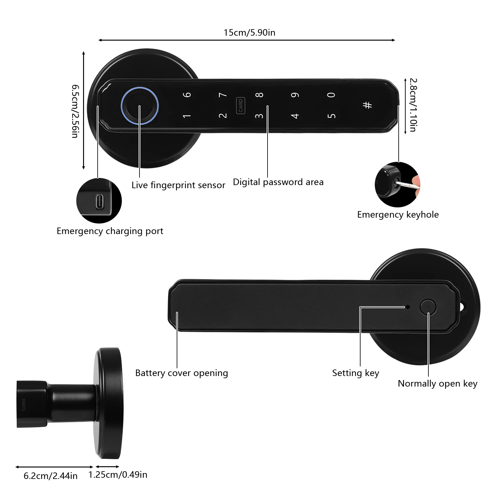 Smart Door Handle Lock Fingerprint/Password - Image 7