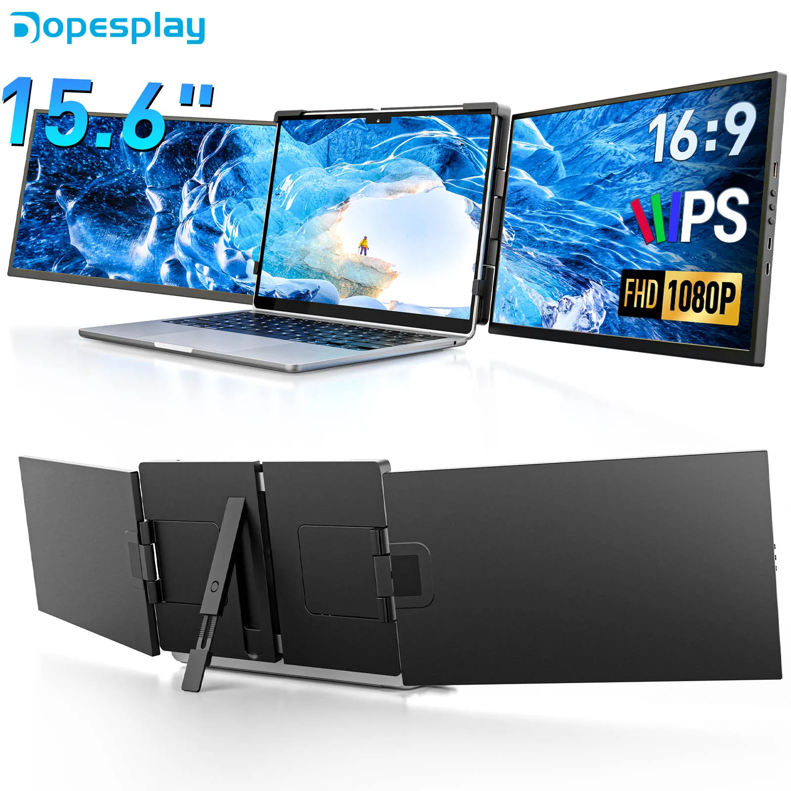 15.6 inch Triple Screen Extender for Laptop Mini PC 1080 - Image 1