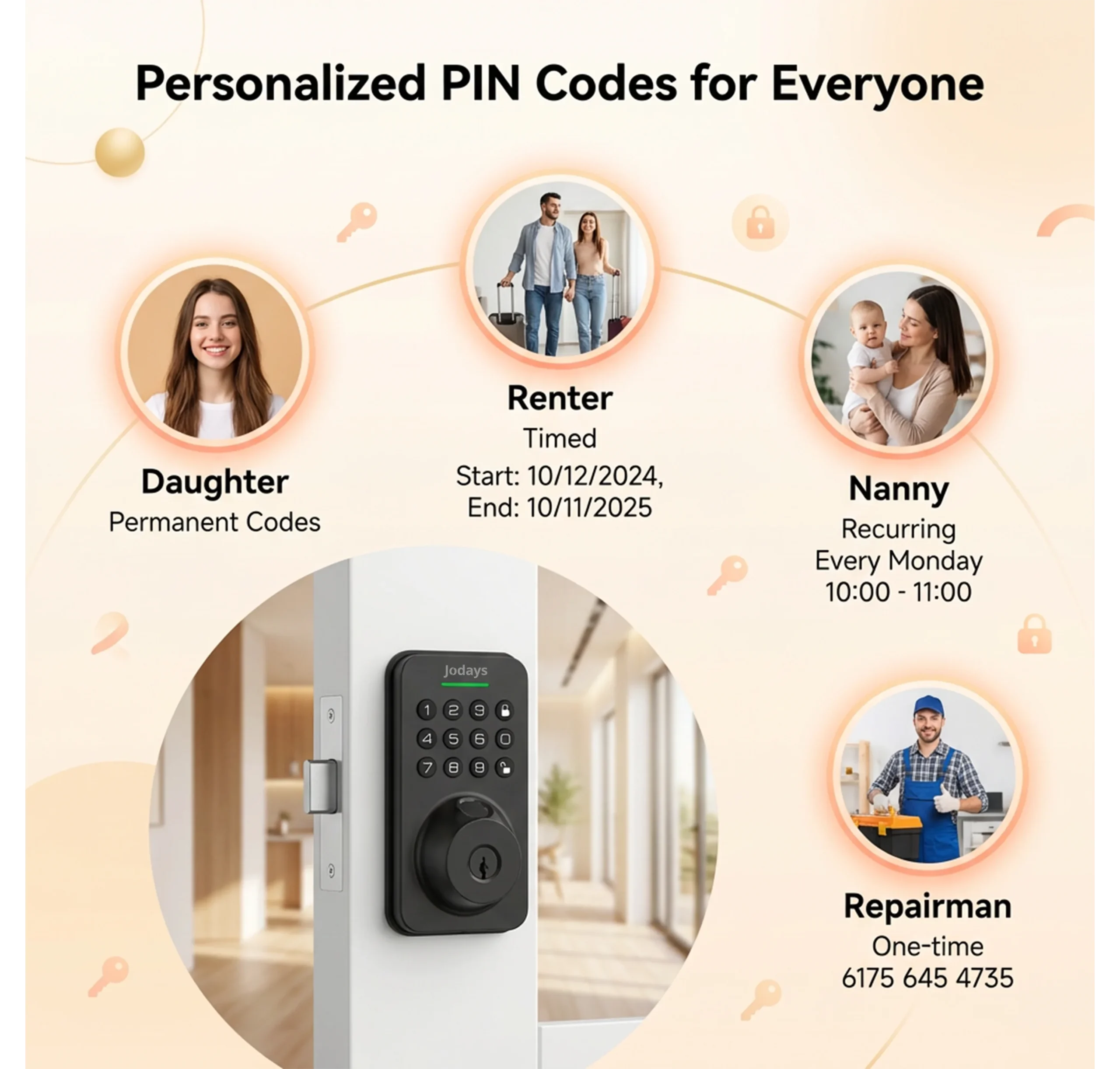 Smart Deadbolt Lock with Fingerprint & Keypad, Keyless Entry Door Lock with App Control, - Image 4